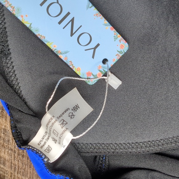 YONIQUE Womens Black & Blue Swimsuit NWT Plus Sz. 16W - Picture 4 of 8